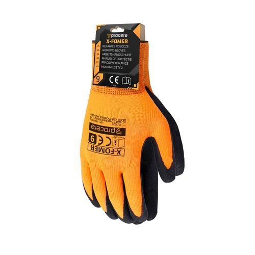 POLYESTER GLOVES WITH A HANGING, COATED WITH FOAMED LATEX X-FOMER X-FOMER ZAW 9