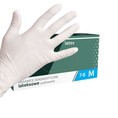 EXAMINATION AND PROTECTIVE LATEX GLOVES, LIGHTLY POWDERED, 100 PCS RLATEX PF S